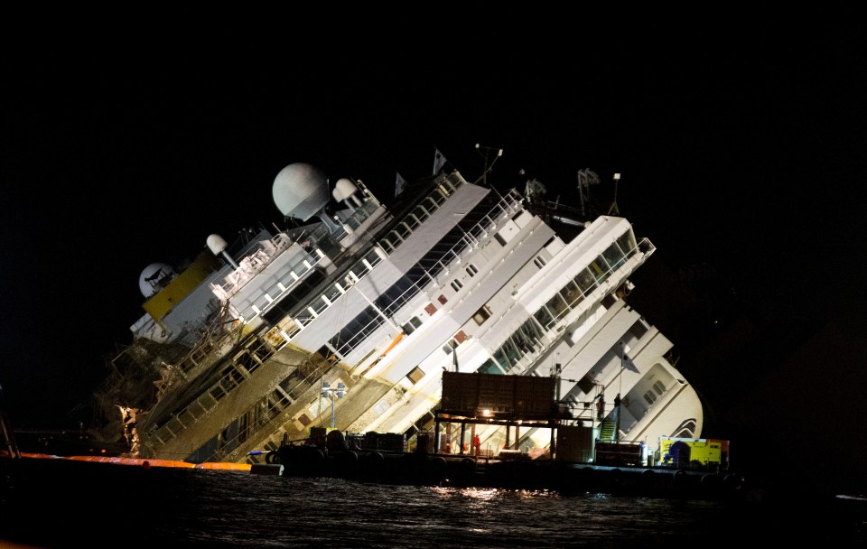 Picture taken during the rescue operation on the night of January 13, 2012