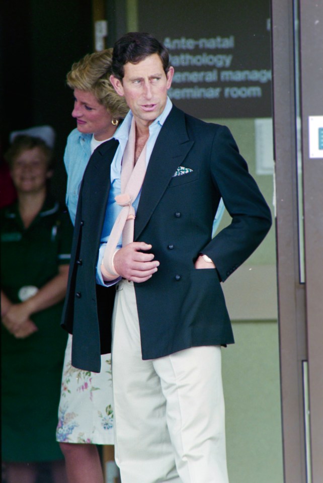 The then Prince of Wales broke his arm in 1990 while playing in a polo match