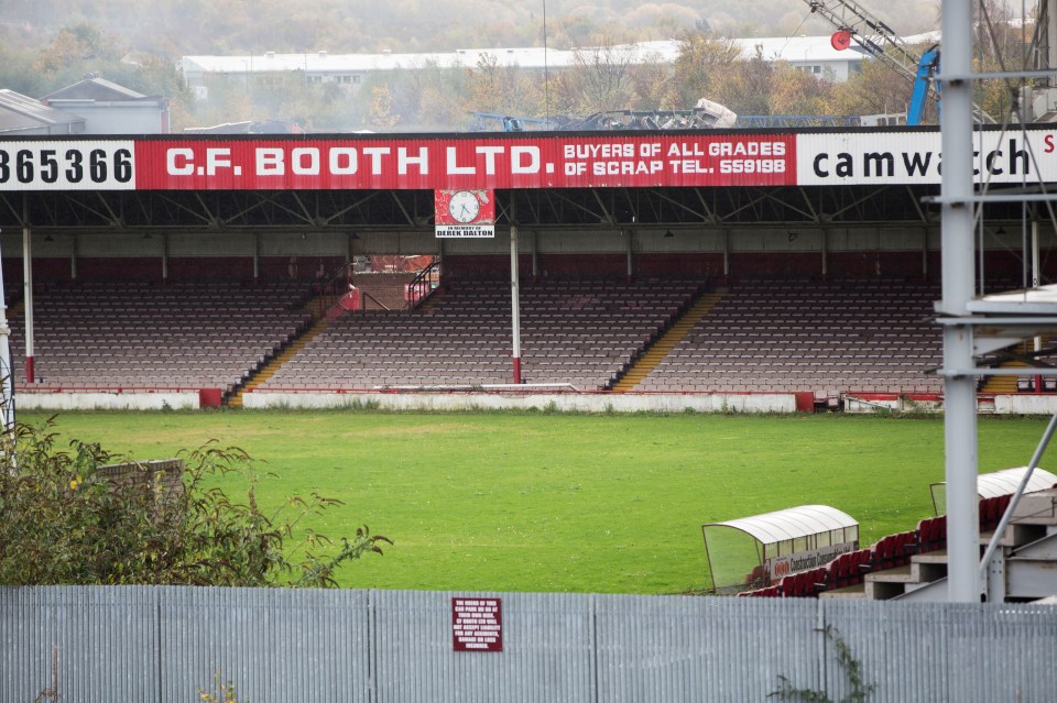 The Millmoor ground is still plastered with the advertising of C.F. Booth