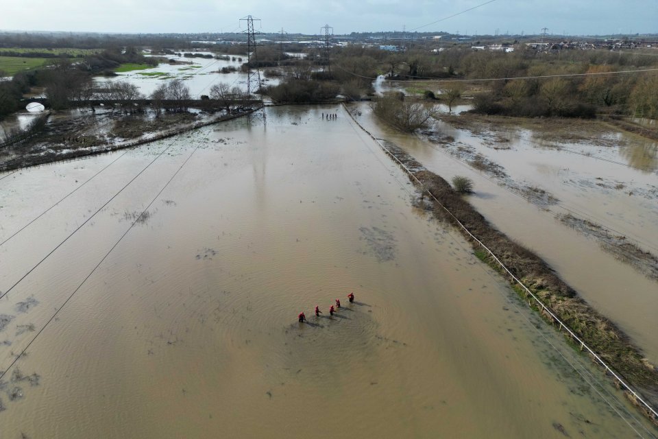 The recent rainfall has caused the river and nearby fields to flood