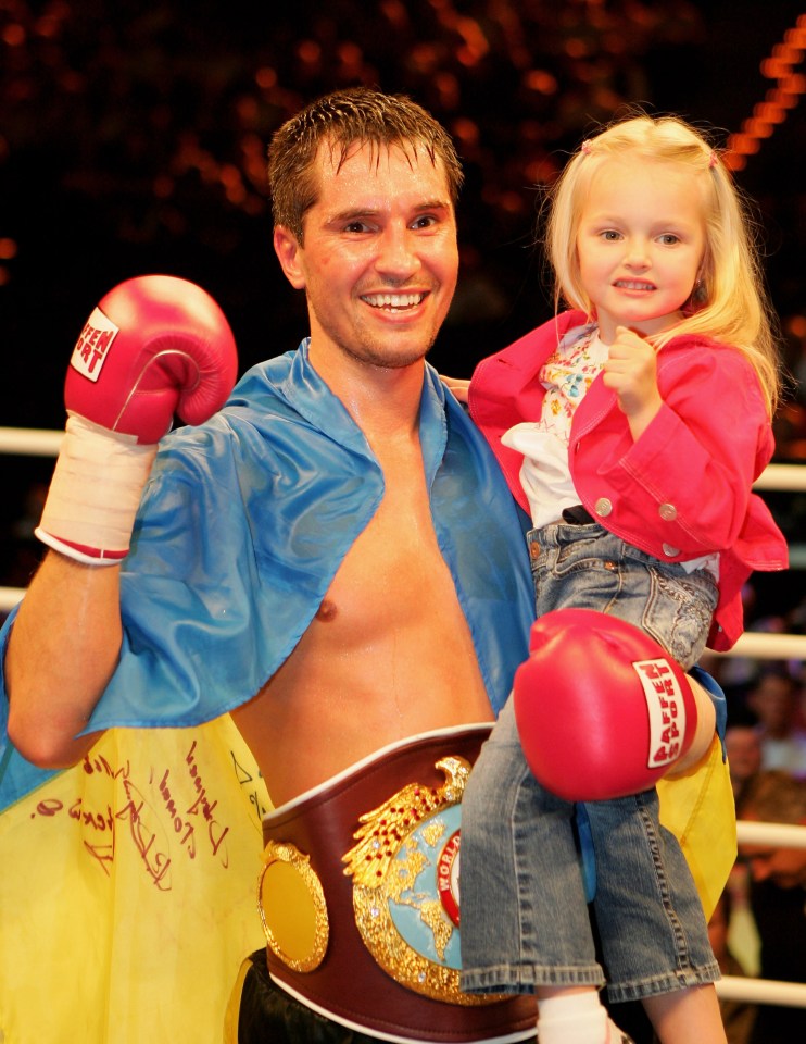 Dzinziruk with his daughter Nadja after one of his fights