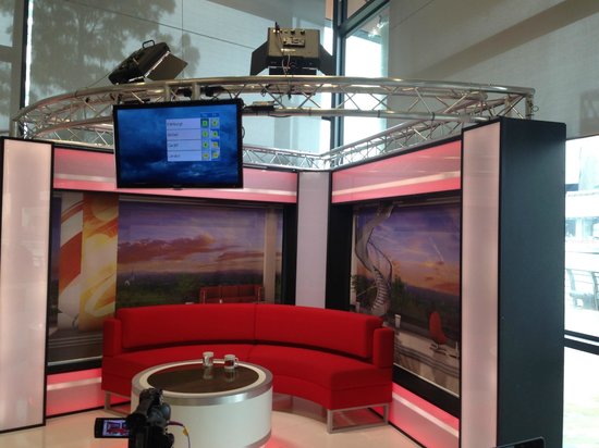 The second set - complete with red sofa - can be found in MediaCityUK's reception area