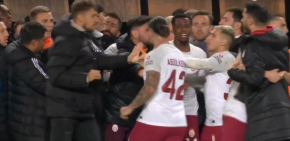 Lucas Torreira, right, was among those in the middle of the chaotic scene