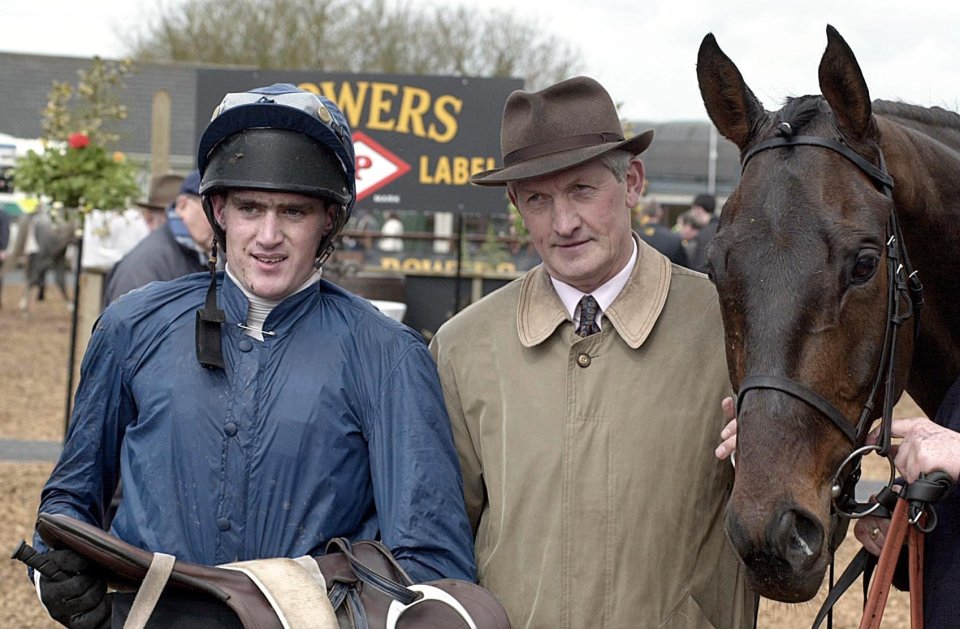 Kelly, left, rode Hardy Eustace to victory in his first Cheltenham race but died before the horse won the Champion Hurdle the following year