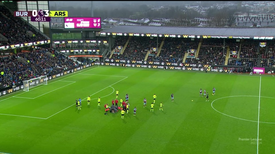 Ramsey received treatment on the pitch at Turf Moor