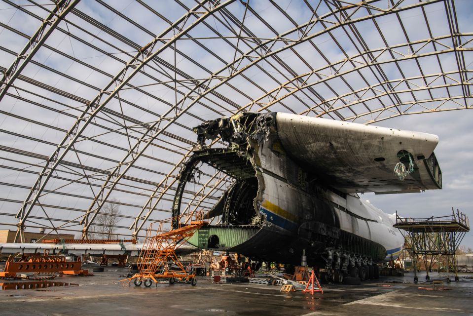 Workers are still trying to dismantle the destroyed largest transport aircraft