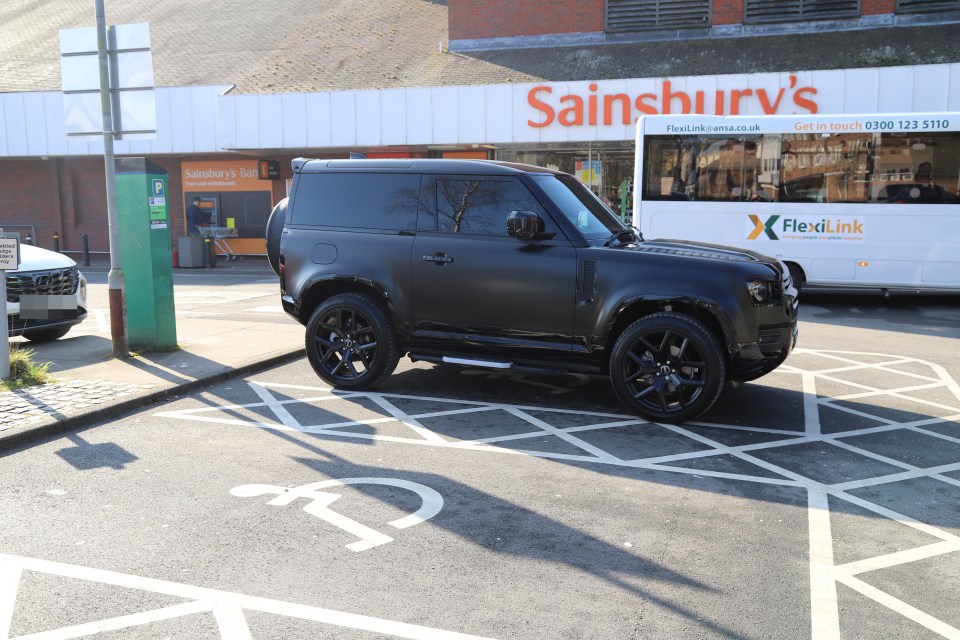 Brandon Williams parked his Land Rover Defender in a disabled bay at a supermarket