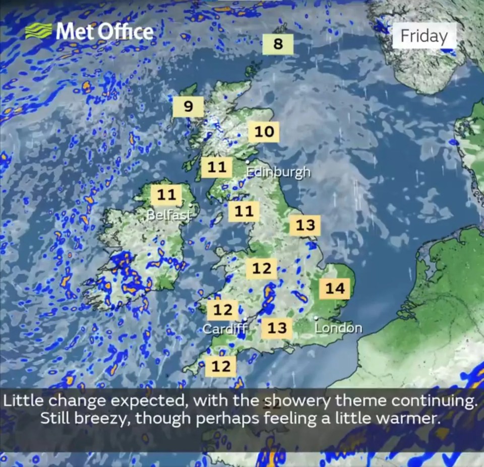 The Met Office has said residents in western and southern areas will have to deal with the most rain