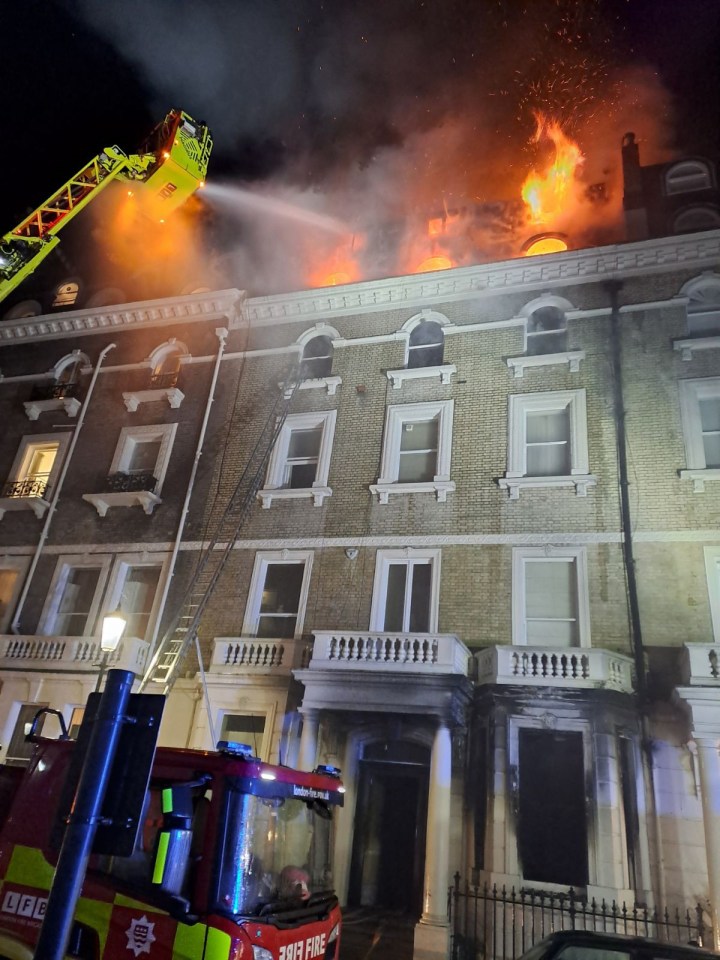 Fire crews battled the blaze in South Kensington in the early hours of this morning