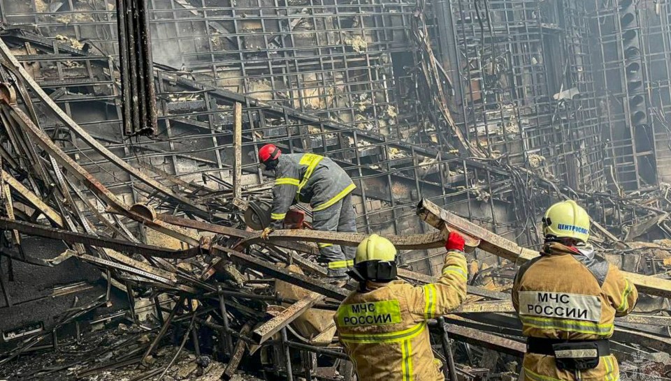 Firefighters are facing the grim task of finding bodies in the burnt out Crocus City Hall