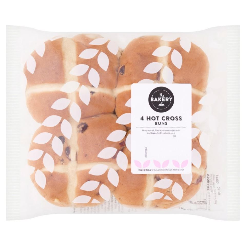 A four-pack of hot cross buns is now just 75p at Asda