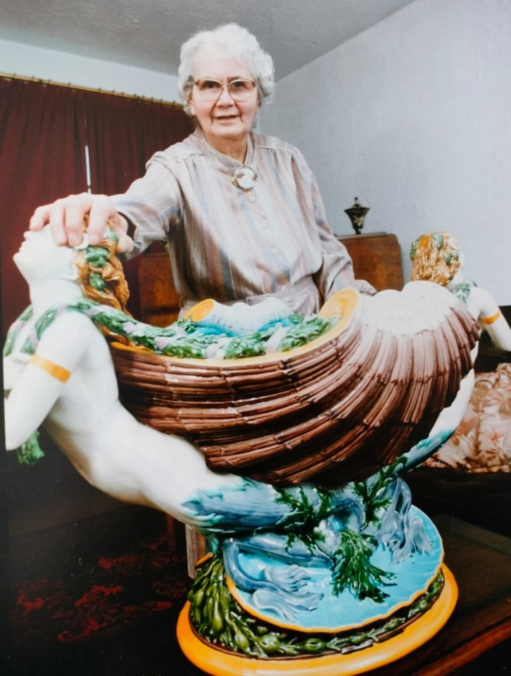 Anne Pincher, pictured, paid £25 in 1950 for the striking piece of pottery