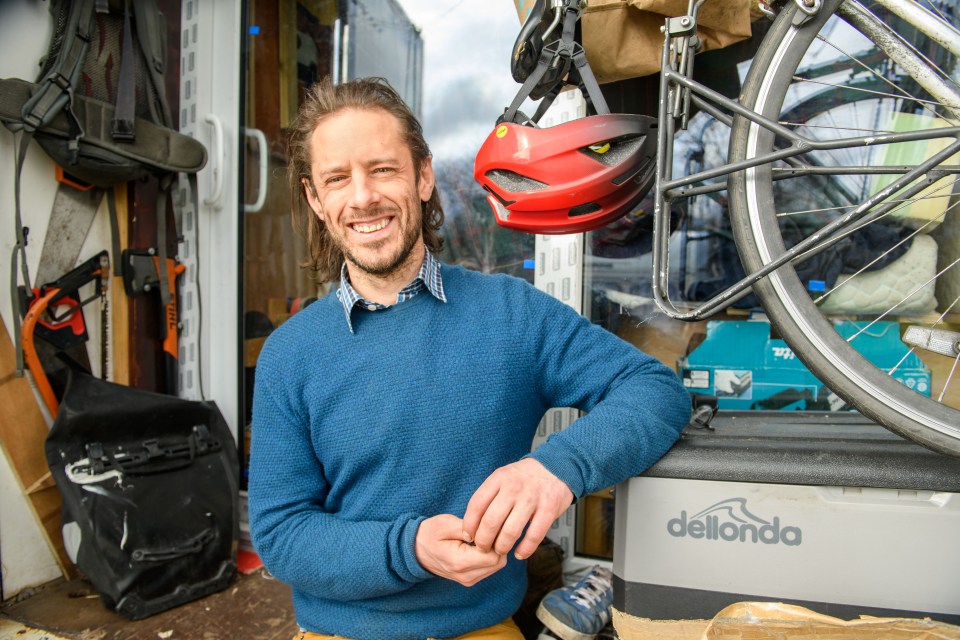 He’s been clever with storage and even has his own custom-made bath