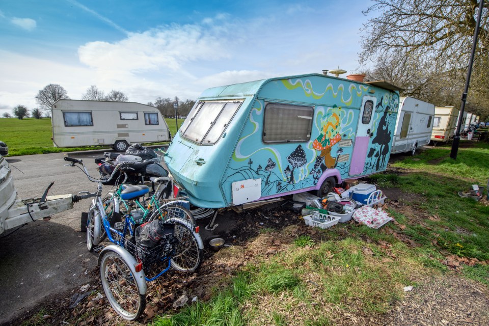 Some caravans are decked out in brightly coloured artwork