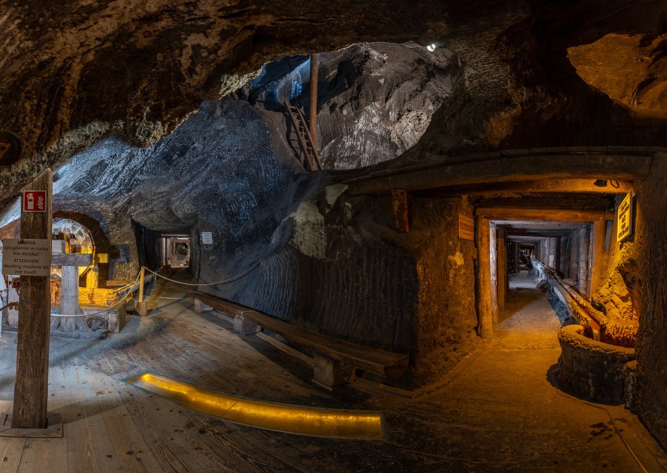 The complex maze structure inside the salt mine