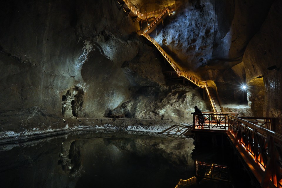 The underground maze of the Wieliczka salt mine that leads to the church