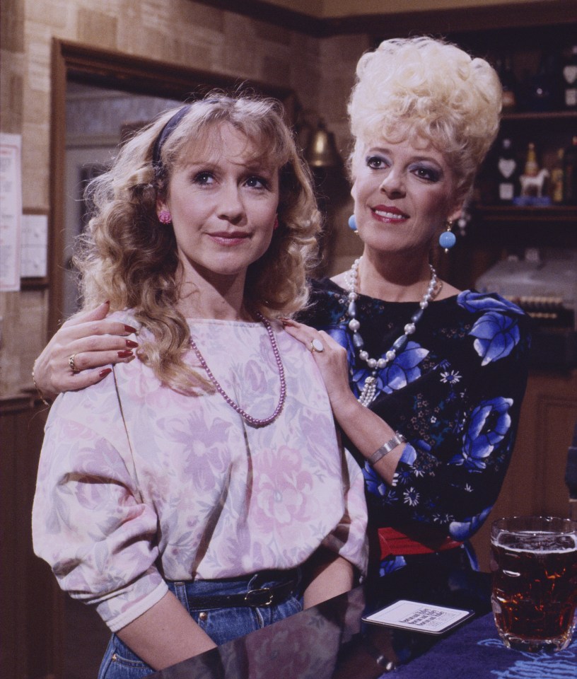 Sue Jenkins (as Gloria Todd) with Julie in 1986