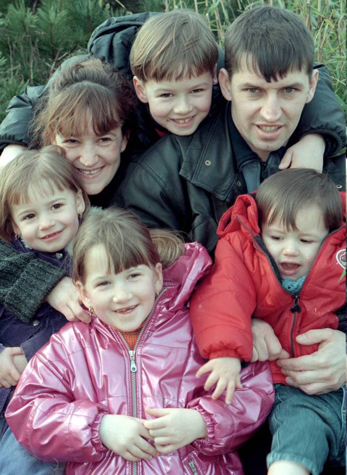 Annette pictured with four of her children including Nicole (centre)