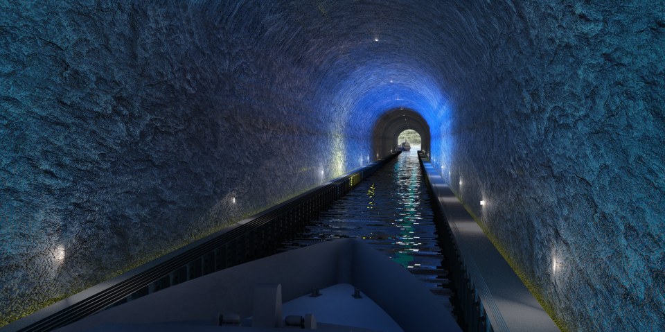 An artist’s impression of an illuminated tunnel at the proposed site of the Stad Tunnel