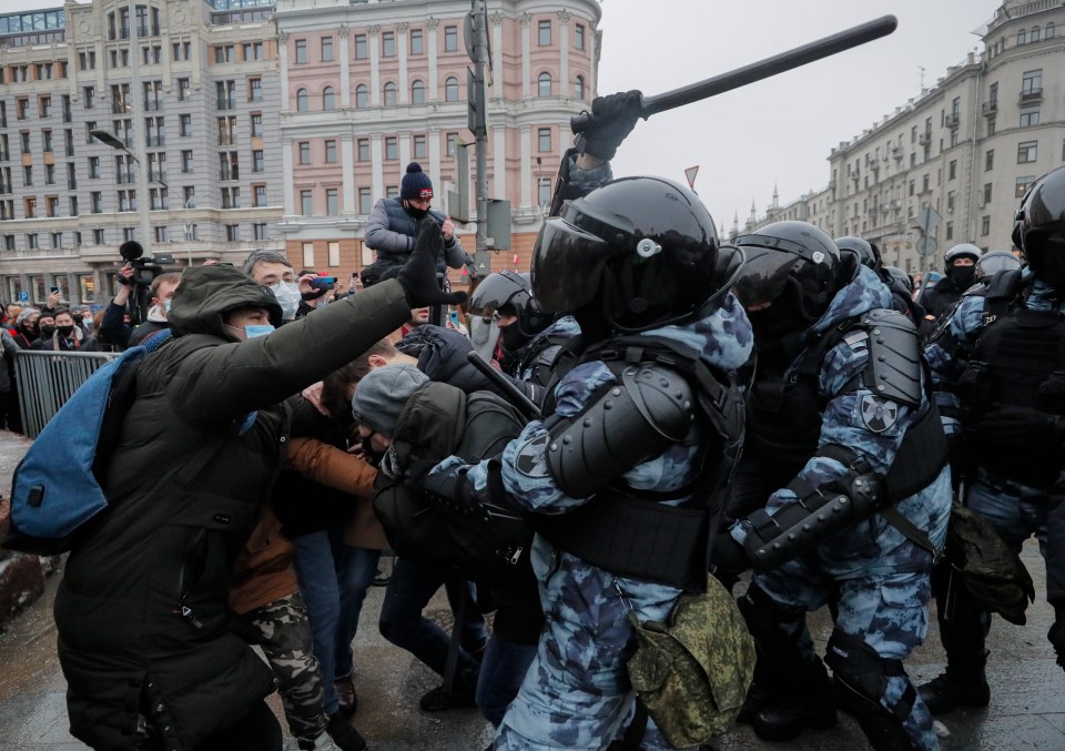 Hundreds took to the streets after Navalny was detained in January 2021