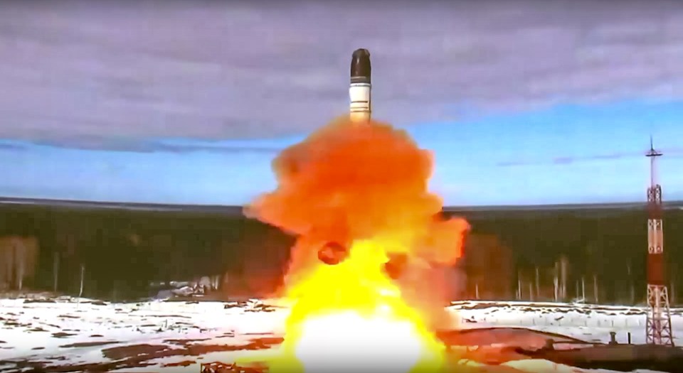 Sarmat intercontinental ballistic missile launched from Plesetsk in Russia's northwest in April 2022