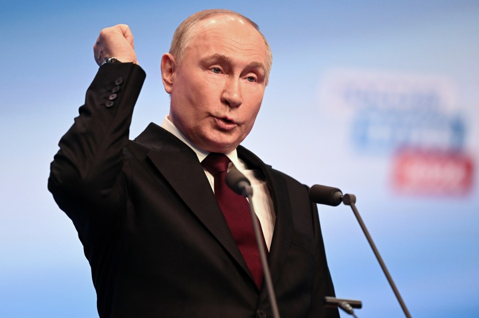 Vladimir Putin gave a victory speech at his campaign HQ in Moscow just hours after polling stations closed