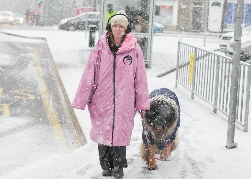 Heavy snow fell in Buxton, Derbyshire, on Friday