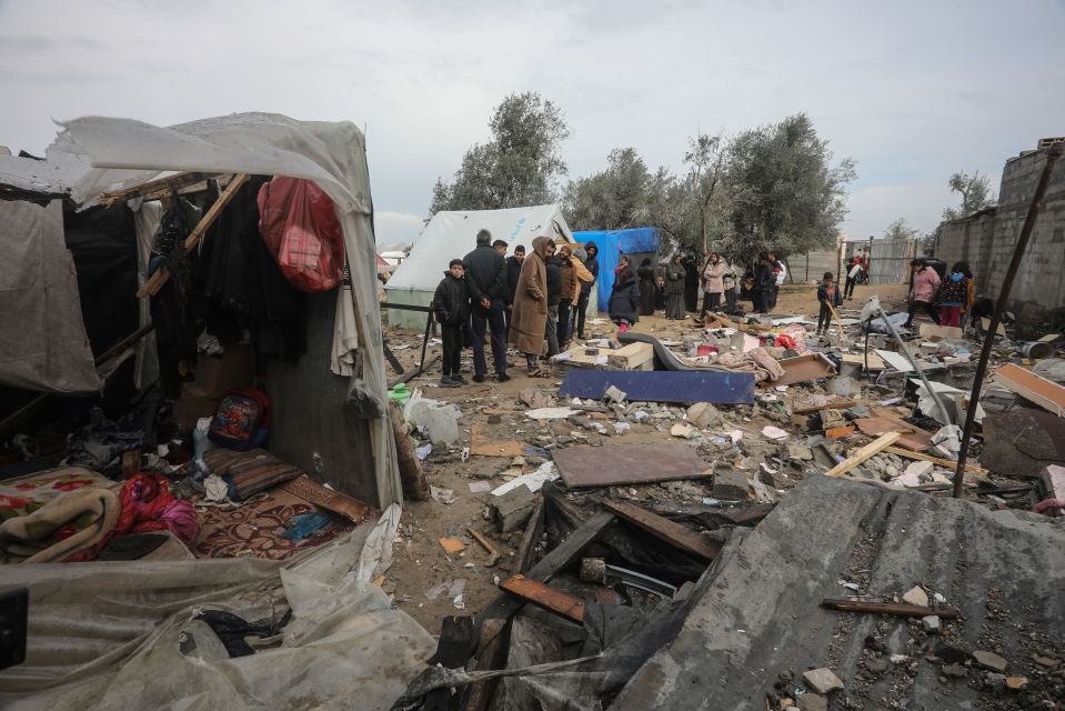 An overnight Israeli bombardment destroyed tents at the Rafah refugee camp