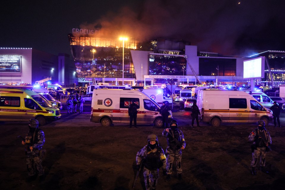 Police and emergency services at the scene of the attack