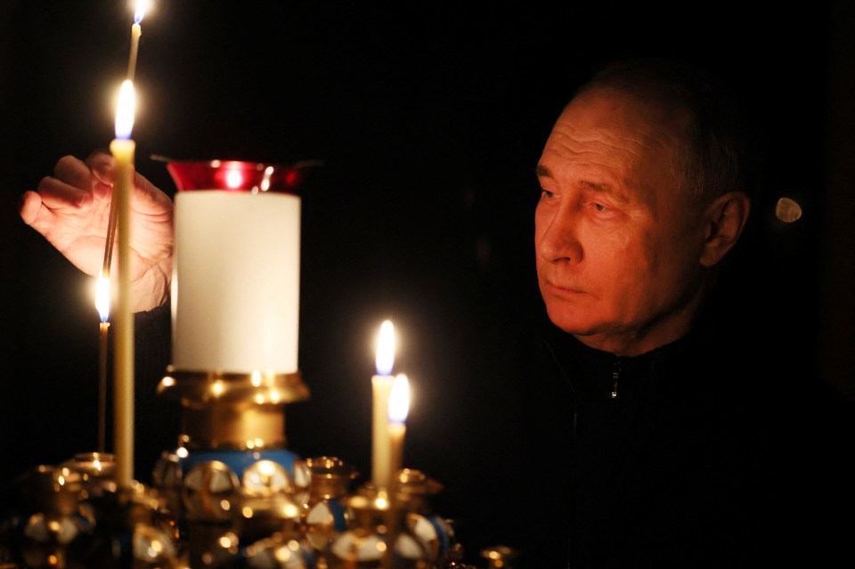 Putin made his first ‘public appearance’ from the terror attack when he lit a candle in a church outside Moscow