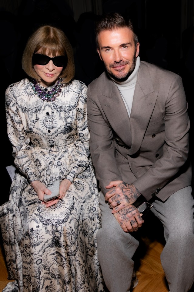 Anna Wintour and David Beckham sat front row