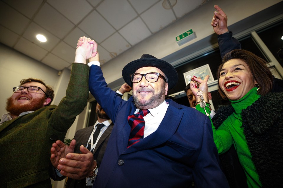 George Galloway celebrates his Rochdale by-election win