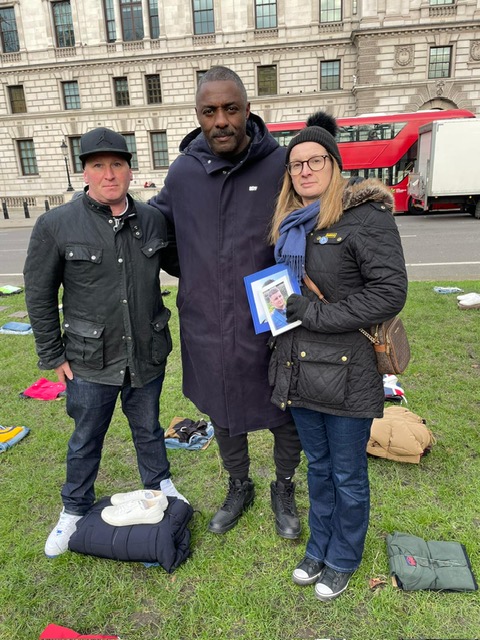 Emma Dix campaigning with Joe's dad of Joe and Idris Elba