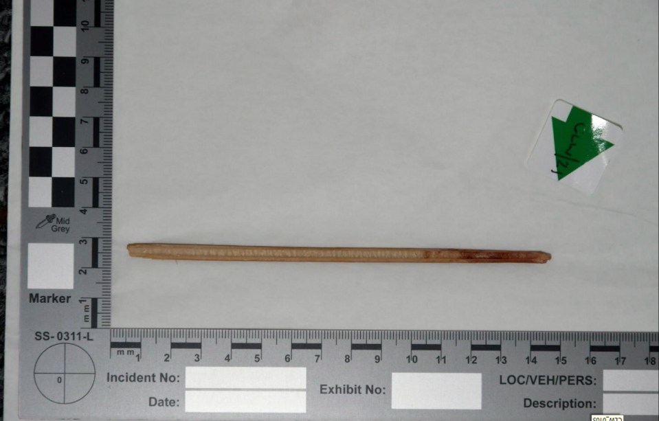 The bamboo cane used to batter Dwelaniyah to death