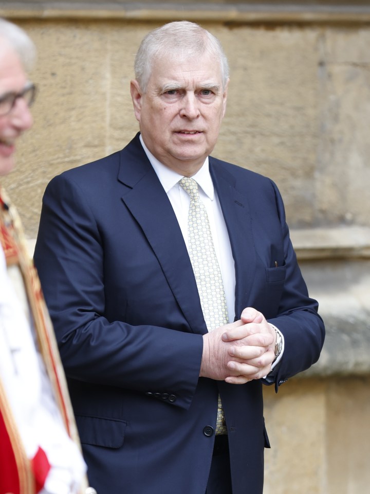 Prince Andrew attends the service at St George's Chapel