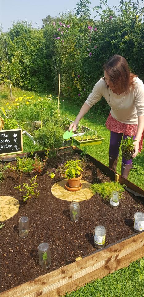 The mum has created a serene vegetable patch in her enormous back garden