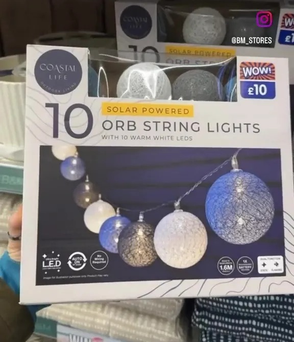 The 10 solar-powered orb string lights cost just £10