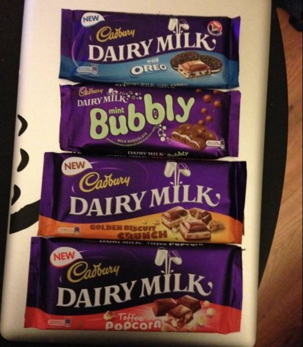 Cadbury's Dairy Milk Toffee Popcorn bar was released in 2012 along with three other flavours