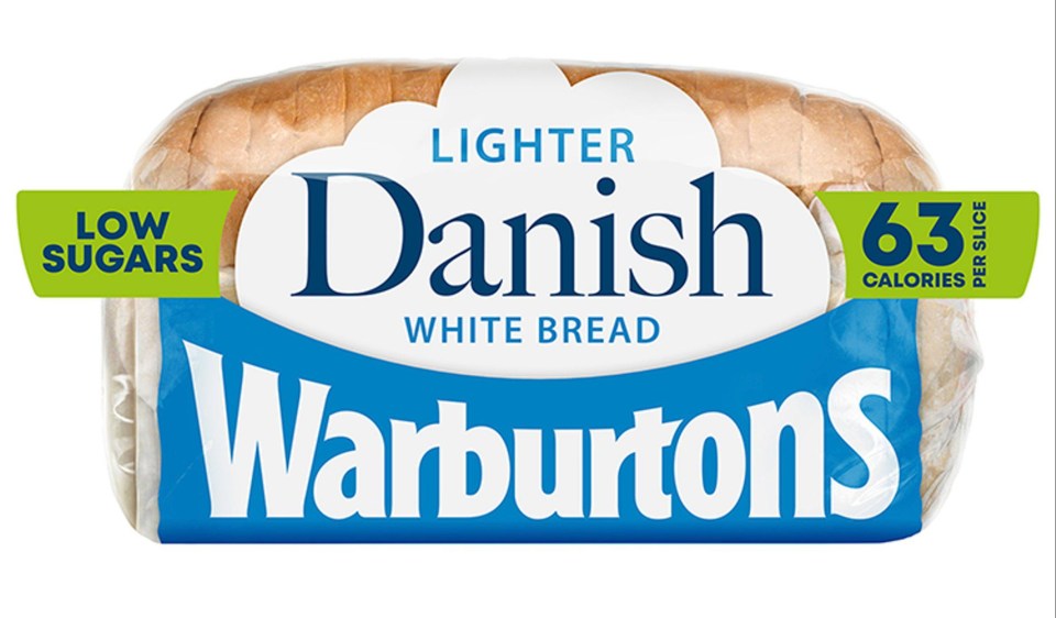 Warburtons Danish Sliced Small White bread contains only 63 calories per slice