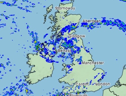 The Met Office said there is little chance of snow over the Easter weekend, the image shows the weather forecast in the early hours of Good Friday