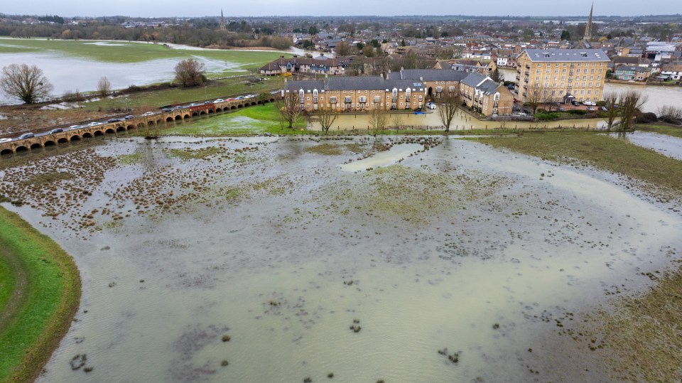 Fields flooded in St Ives, Cambs, on March 1 after the River Ouse burst its bank