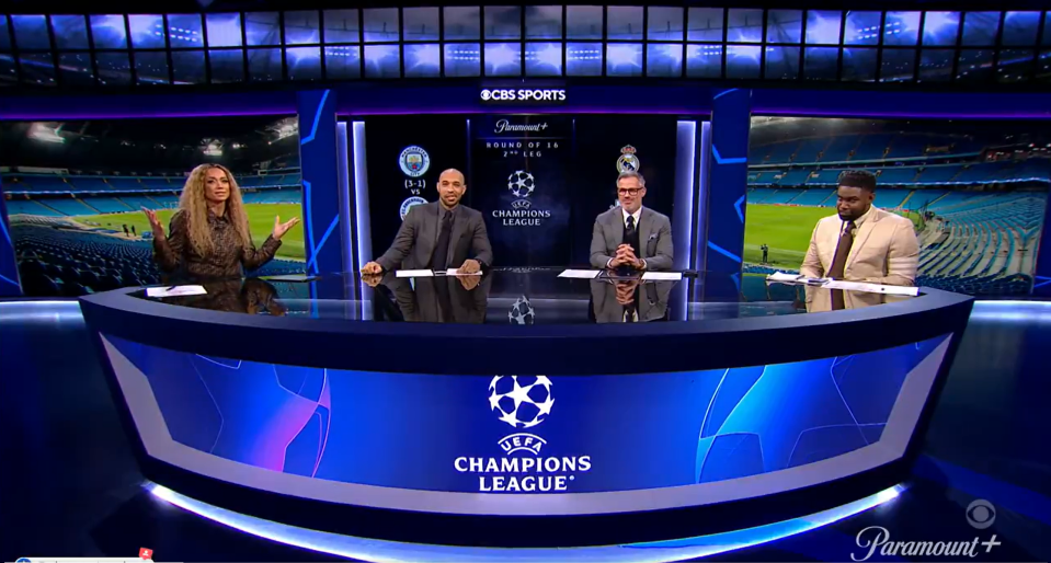 Kate Abdo gave Micah Richards a cheeky compliment while hosting CBS Sports' Champions League coverage