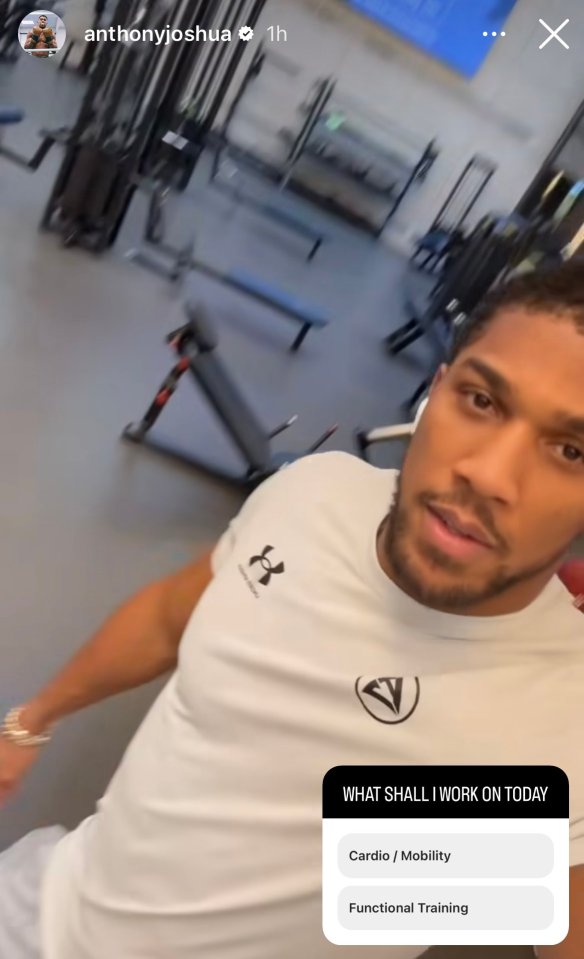 Anthony Joshua is already back in training just two day after knocking out Francis Ngannou