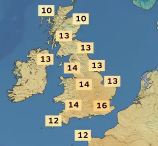 Temperatures are expected to hit 16C on Sunday in the south east