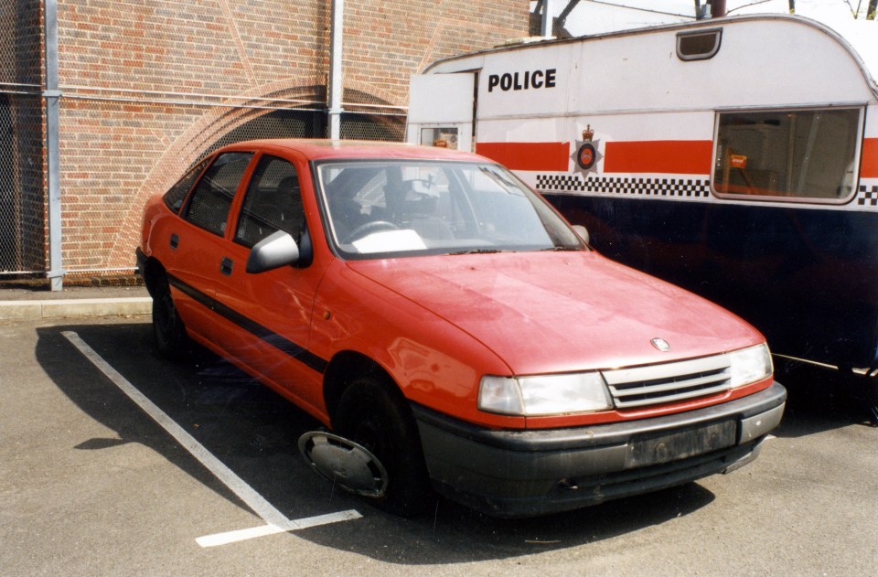 The killer's red Vauxhall was later found abandoned