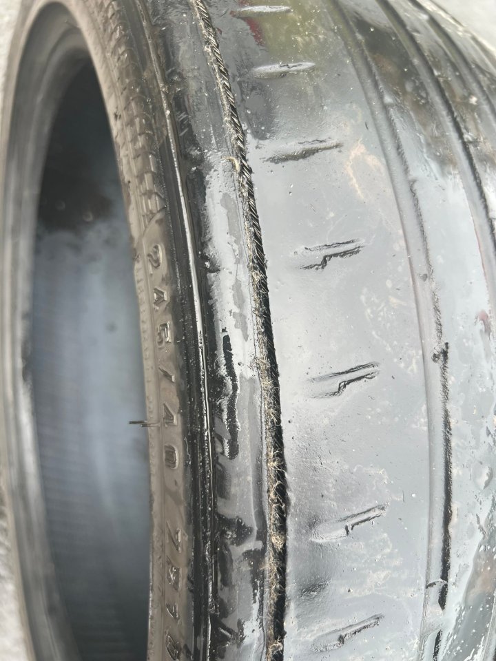 The tyre looked to be extremely weathered