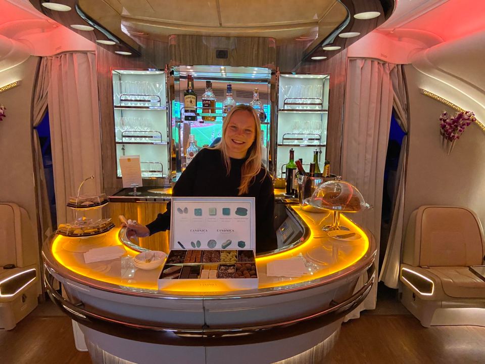 Emirates Airbus A380 has a cocktail bar on board