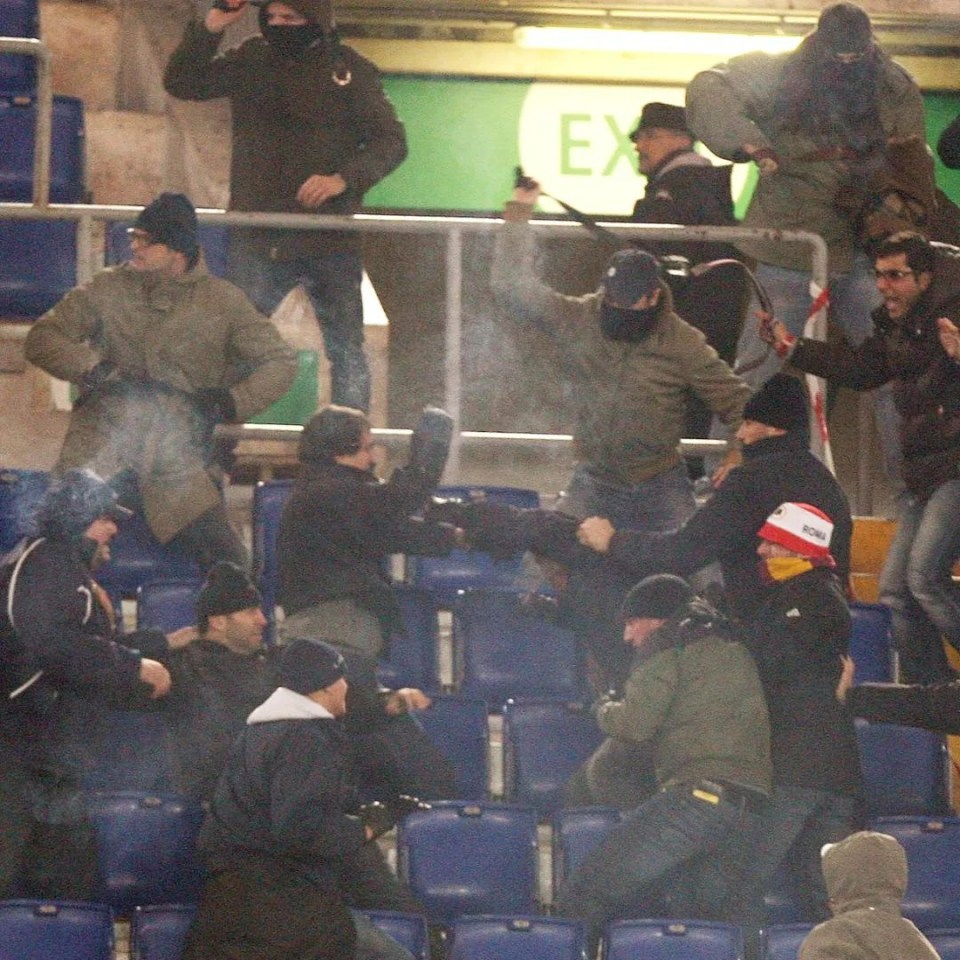 Ultras attacking fans in the stands