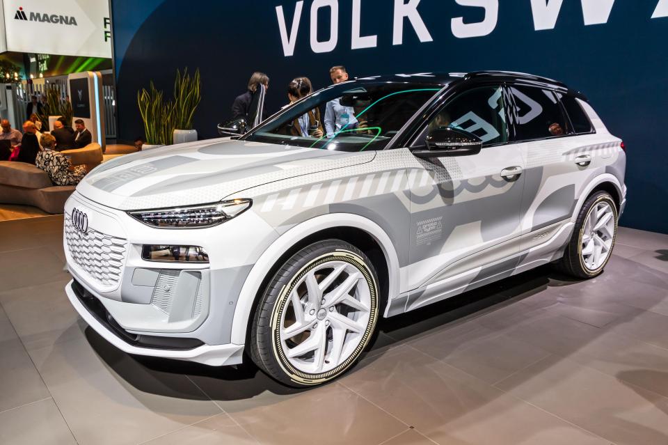 A prototype of the Audi Q6 e-tron EV car at the Munich motor show