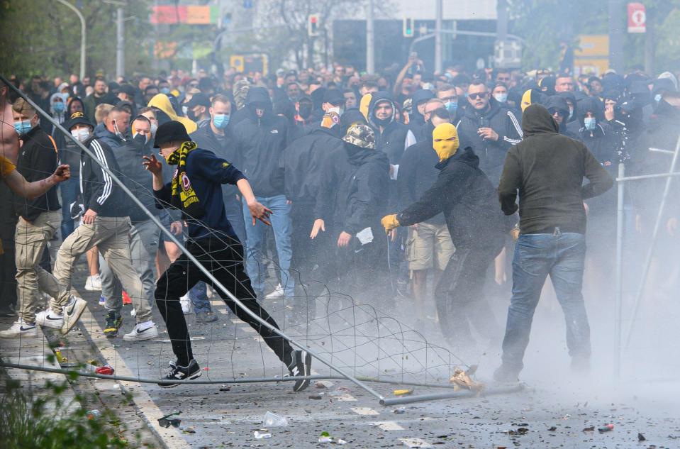 Dynamo Dresden fans clashed with police and Turkgucu Munich fans in 2021